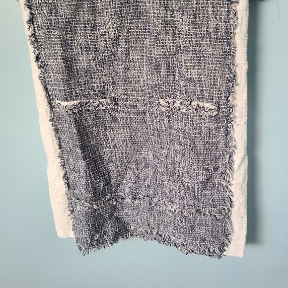 McGinn "Sandy" Chic Tweed Short Sleeve Fringe Neck Frayed Hem Panel Mini Dress 8 - Picture 4 of 8